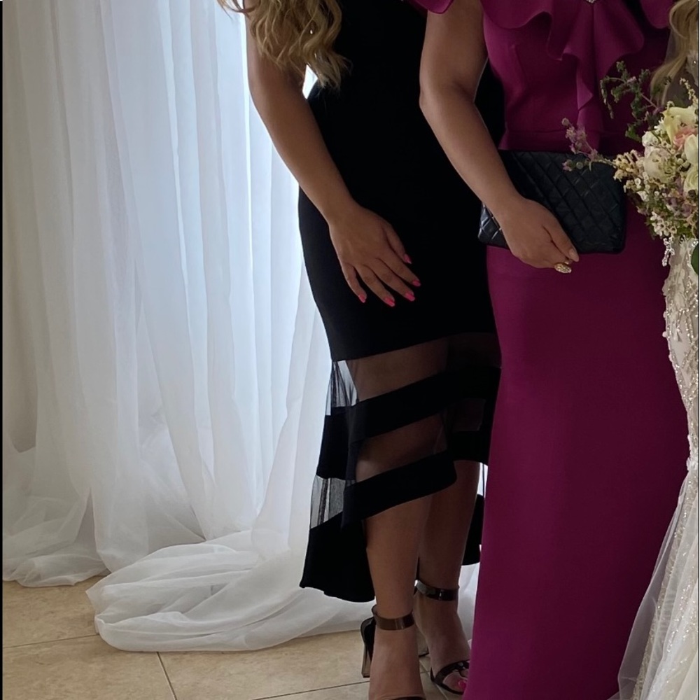 Black XSCAPE dress with mesh lining